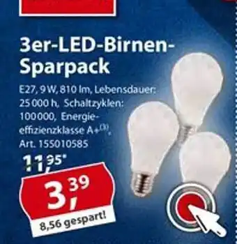 Sonderpreis Baumarkt 3er LED Birnen Sparpack Angebot