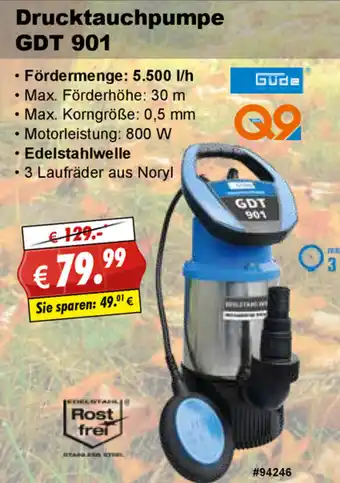 Stabilo Fachmarkt Güde Drucktauchpumpe GDT 901 Angebot