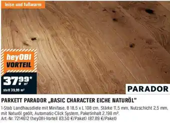 OBI PARKETT PARADOR „BASIC CHARACTER EICHE NATURÖL" Angebot