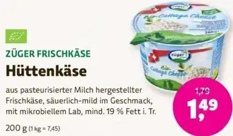 Denns BioMarkt ZÜGER FRISCHKÄSE Hüttenkäse 200 g Angebot