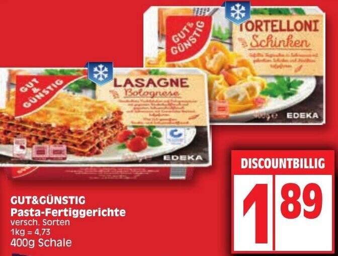 GUT&GÜNSTIG PastaFertiggerichte 400g Schale Angebot bei Edeka