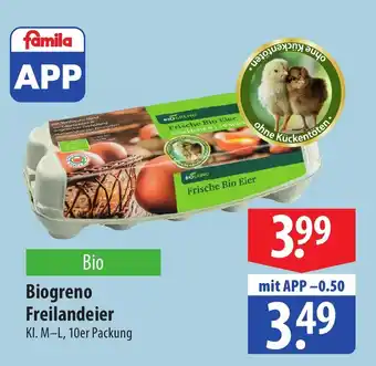 Famila Nord Ost Biogreno Freilandeier KI. M-L, 10er Packung Angebot