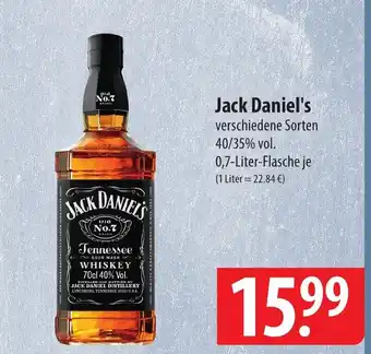 Famila Nord Ost Jack Daniel's verschiedene Sorten 40/35% vol. 0,7-Liter-Flasche Angebot