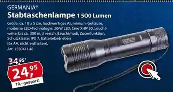 Sonderpreis Baumarkt Germania Stabtaschenlampe 1500 Lumen Angebot