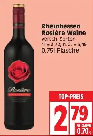 Edeka Rheinhessen Rosière Weine 0,75 L Flasche Angebot