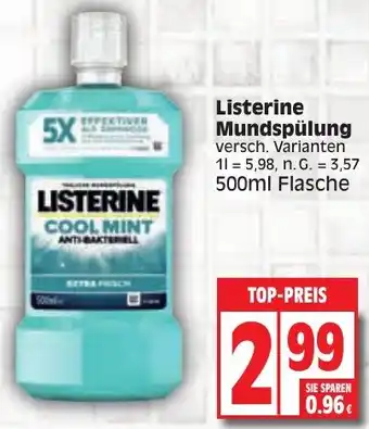 Edeka Listerine Mundspülung 500ml Flasche Angebot