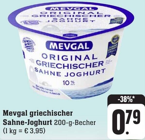 Mevgal griechischer Sahne Joghurt 200 g Becher Angebot bei Edeka Neukauf