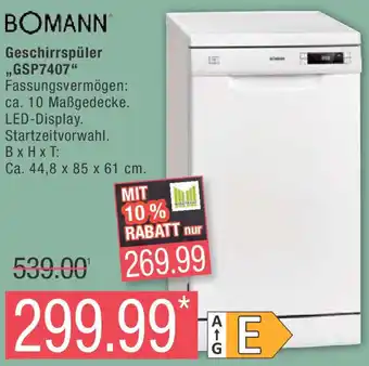 Marktkauf BOMANN Geschirrspüler GSP7407 Angebot