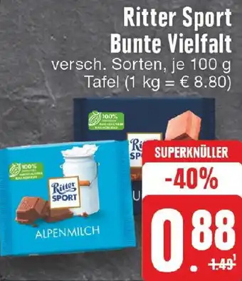 Edeka Ritter Sport Bunte Vielfalt 100 g Tafel Angebot