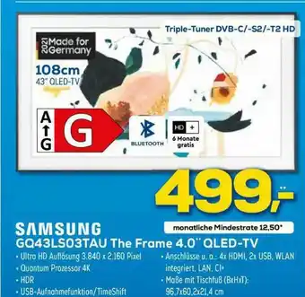 Euronics XXL Samsung Gq43ls03tau The Frame 4.0 Qled-tv Angebot