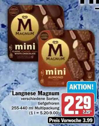 Hit Langnese Magnum verschiedene Sorten, tiefgefroren 255-440 ml Multipackung Angebot