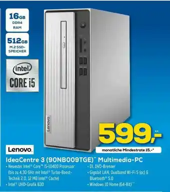 Euronics XXL Lenovo Ideacentre 3 90nb009tge Multimedia-pc Angebot