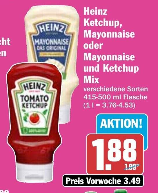 Heinz Ketchup, Mayonnaise oder Mayonnaise und Ketchup Mix 415500 ml