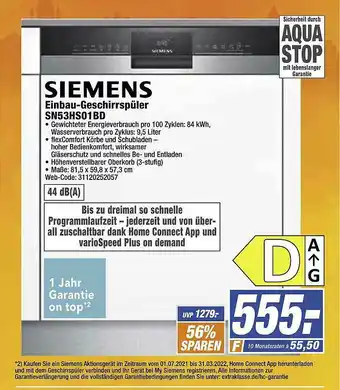 expert Octomedia Siemens Einbau-geschirrspüler Sn53hs01bd Angebot