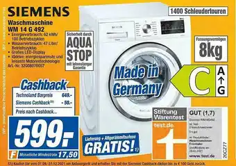 expert Techno Land Siemens Waschmaschine Wm 14 G 492 Angebot