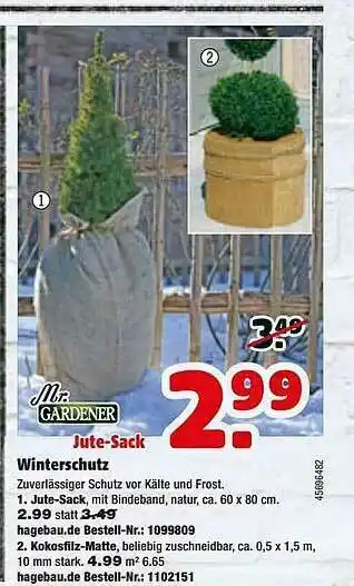 Hagebau Mr Gardener Winterschutz Angebot