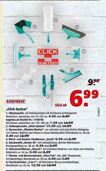 Hagebau Leifheit „click-system” Angebot