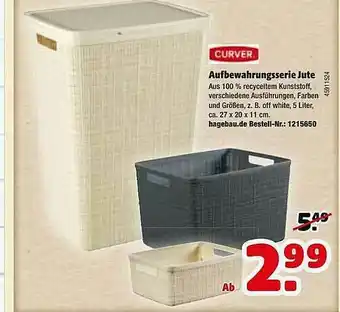 Hagebau Curver Aufbewahrungsserie Jute Angebot