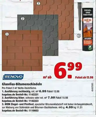 Hagebau Renovo Glasvlies-bitumenschindeln Angebot