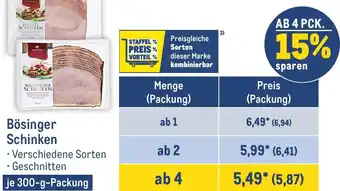 METRO Bösinger Schinken 300 g Packung Angebot