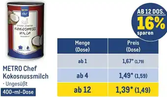 METRO METRO Chef Kokosnussmilch 400 ml Dose Angebot