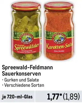 METRO Spreewald-Feldmann Sauerkonserven 720 ml Glas Angebot