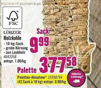 Hornbach Lübzer Holzkohle Oder Palette Angebot