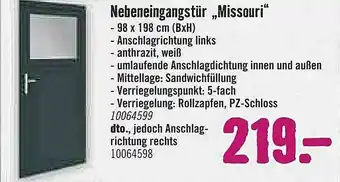 Hornbach Nebeneingangstür „missouri” Angebot