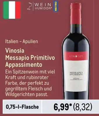 METRO Vinosia Messapio Primitivo Appassimento 0,75 L Flasche Angebot