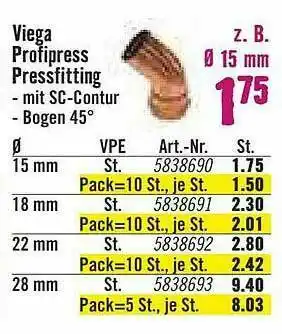 Hornbach Viega Profipress Pressfitting Angebot