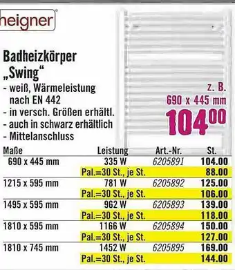 Hornbach Badheizkörper „swing” Angebot