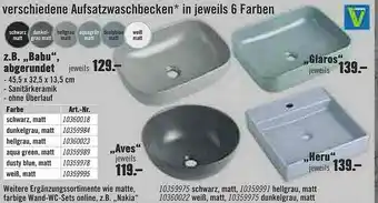 Hornbach Verschiedene Aufsatzwaschbecken In Jeweils 6 Farben Angebot