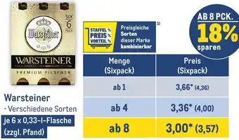 METRO Warsteiner 6x0,33 L Flasche Angebot