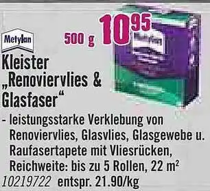 Hornbach Metylan Kleister „renoviervlies & Glasfaser” Angebot