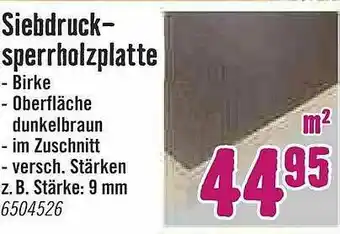 Hornbach Siebdrucksperrholzplatte Angebot