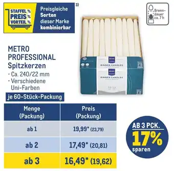 METRO METRO PROFESSIONAL Spitzkerzen 60 Stück Packung Angebot