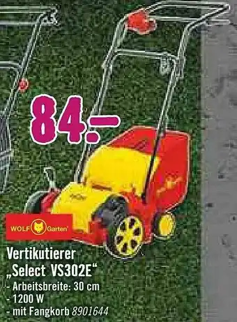 Hornbach Wolf Garten Vertikutierer „select Vs302e” Angebot