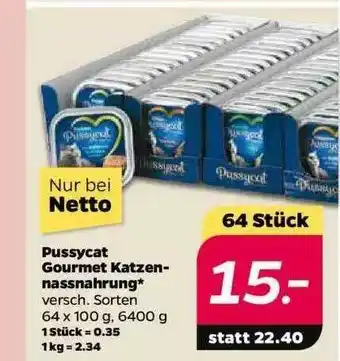 NETTO Pussycat Gourmet Katzennassnahrung Angebot