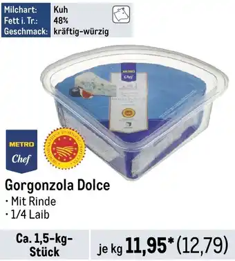 METRO METRO Chef Gorgonzola Dolce Ca. 1,5 kg Stück Angebot