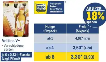 METRO Veltins V+ 6x0,33 L Flasche Angebot