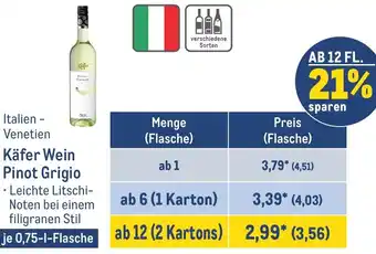 METRO Käfer Wein Pinot Grigio 0,75 L Flasche Angebot