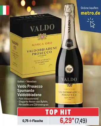 METRO Valdo Prosecco Spumante Valdobbiadene 0,75 L Flasche Angebot