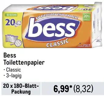 METRO Bess Toilettenpapier 20 x 180 Blatt Packung Angebot