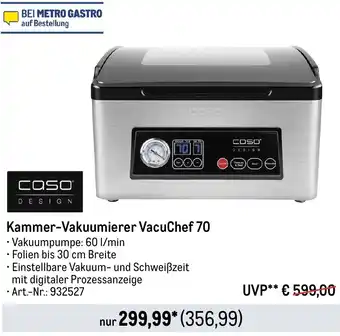 METRO CASO DESIGN Kammer-Vakuumierer VacuChef 70 Angebot