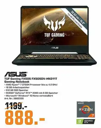 Saturn Asus Tuf Gaming-notebook Angebot