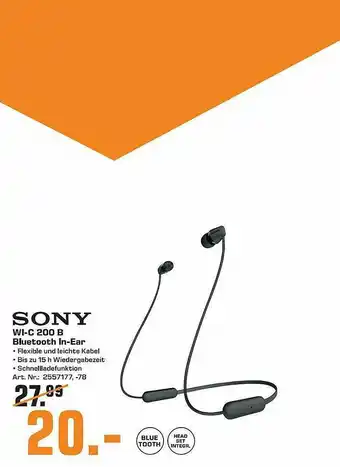 Saturn Sony Wi-c 200 B Bluetooth In-ear Angebot