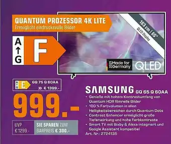 Saturn Samsung Gq65q60aa Qled Display Angebot