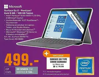 Saturn Microsoft Surface Go 2 - Pentium Gold 8gb Oder 128gb Tablet Angebot