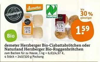 tegut Demeter Herzberger Bio-ciabattabrötchen Oder Naturland Herzberger Bio-roggenbrötchen Angebot