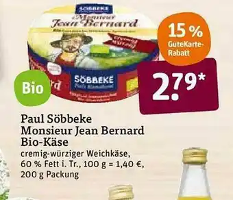 tegut Paul Söbbeke Monsieur Jean Bernard Bio Käse Angebot